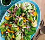 Ham salad with green pepper and coriander mojo